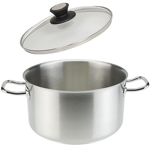 SKK großer Gastro Fleischtopf Ø 32 cm - induktiver 18/10 Edelstahl Kochtopf - Profi Universaltopf & Glasdeckel mit Edelstahlrand