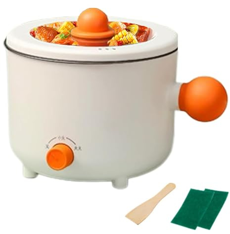 Tuzsocr Petite Marmite Hot Pot Électrique,Ramen Cooker Pour Cuisson,Poêle électrique Antiadhésive Multifonctionnelle Pour Nouilles,Avec Cuiseur Vapeur,pour chambre d'étudiant/studio/hôtel (Style 1)