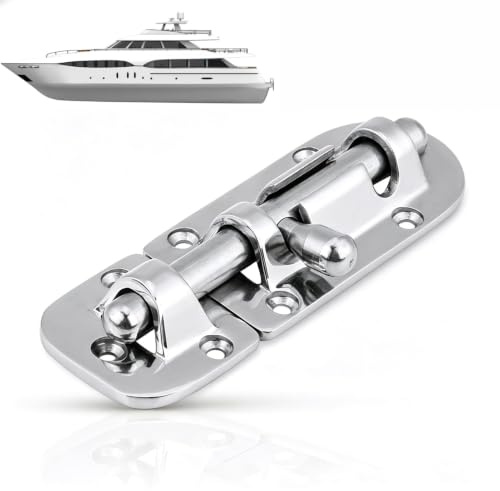Stainless Steel Boat Door Lock Latch, Silver Anti-rust Marine Window Door Hatch Gate Latches Heavy Duty Lock Latch Slide Barrel Bolt Clasp for Marine Boat Window/Doors/Hatch/Cabinet (110mm)