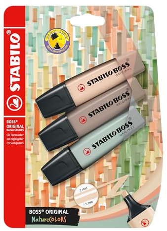 STABILO - Textmarker - BOSS ORIGINAL NatureCOLORS - 3er Pack - beige, warmgrau, grünerde