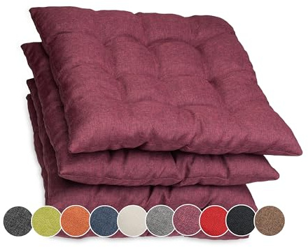 sunnypillow 4er Set Stuhlkissen mit Bändern 45x45 cm - Bequeme Polsterauflage 8cm dick - Auflage für Stühle/Bänke in Haus und Garten Sitzkissen Sitzauflage Gartenkissen Outdoor/Indoor - Violett
