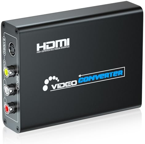 RCA Svideo to HDMI Converter, RCA and Svideo Cables Included, Mezcenoy Svideo Composite AV RCA to HDMI Converter for PS1/PS2/Wii/NGC/DVD/VHS/VCR