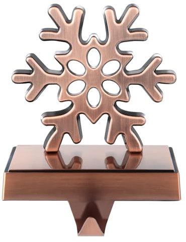 Hooqict Supporto per calza di Natale con fiocco di neve per caminetto 3D argento fiocco di neve supporti in metallo mensola per caminetto mensola da tavolo decorazione natalizia