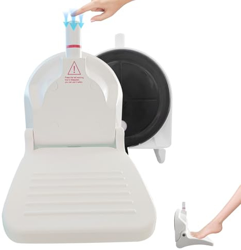 LORESJOY Dusche Fußstütze, Faltbar Dusch Fußstütze mit Ablage | Dusche Fußablage mit Saugnapf, Badezimmer Dusch Rasieren Beinhilfe Fußstütz Dusches Schritt Ohne Bohren - Weiß