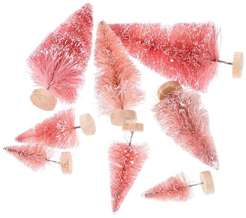 HOLIDYOYO 8stücke Teiliges Miniatur Weihnachtsbaum Deko Mit Holzsockel Tischdeko Für Weihnachten Für Büro Wohnung Festtage Und Kreative Bastelprojekte