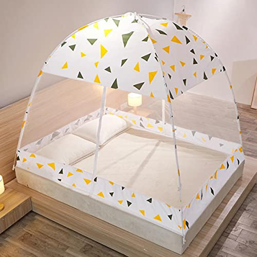 GLMGBP Pop-Up-Moskitonetz, Faltbarer Betthimmel, Polyestervorhänge Anti-Moskito-Universal-Campingzelt für Einzelbett Doppelbett Kostenlose Installation Jurte, Dreieck, 150 * 200 cm