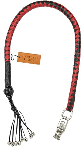 Bantoro Crafts Biker Whip 42 Motorcycle Get Back Whip – Lenker-Accessoire aus echtem Leder mit Schnellverschluss-Schnalle, gut sichtbares Biker-Zubehör