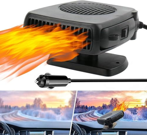 200W Chauffage de Voiture,Portable 12V Chauffage Voiture Allume Cigare Réchauffeur Rapide 360° Réglable avec Purification de l'air et Allume-Cigare pour Tous Les VéHicules Chauffage Voiture (1PCS)