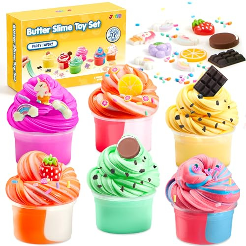JOYIN 6 Stück Butterschleim-Set, Partytütenfüller, Wolkenschleim-Set, nicht klebrig, Schleim für Mädchen und Jungen, Schleim, Partytütenfüller, Geburtstagsspielzeug, Geschenke für Kinder