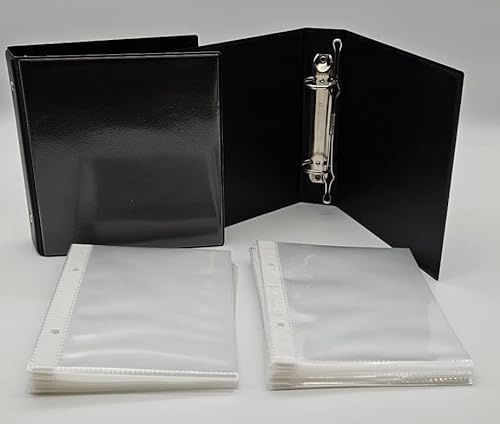 PS-Handelshaus Kombipack 2x A6 Ringordner schwarz + 100x Prospekthüllen | A6+ Ringbuch Brilliant mit Drahtniederhalter & Sichttasche vorn, Klarsichthülle klar & glatt 80my, Dokumentenecht, Eco