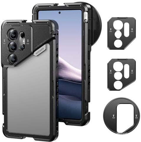 Neewer S25 Ultra Phone Cage, Mobile Video Rig Phone Stabilizer with 67mm Filter Adapter, 17mm Lens Backplate, T Mount Lens Adapter, Compatible with Samsung Galaxy Moment T Series Lenses, PA082