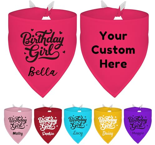Personalisierbares Halstuch für Mädchen und Hunde, mit Namen, personalisierbar, Haustier-Geburtstagsparty, Halstuch, Haustier-Foto-Requisite, Hunde-Geburtstagszubehör, Lagre