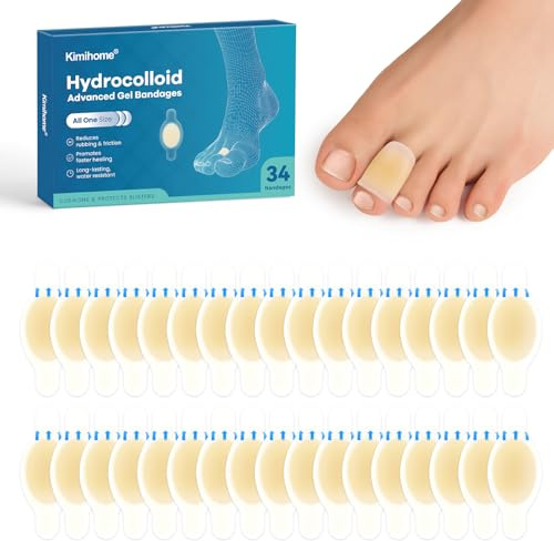 Pansements hydrocolloïdes pour ampoules aux pieds - Kimihome 34ct Adhesive Blisters Bandages - Protection gel pour ampoules aux talons, pieds, orteils, doigts - oignons (Toe Pack)