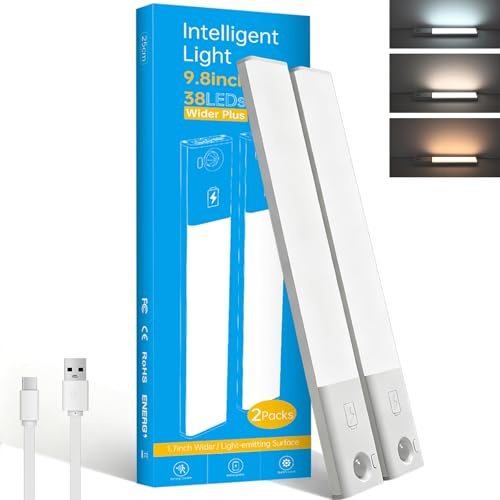 Voinee Care Luce Led Sottopensile Cucina di 3 Colori con Intensità Regolabile, Ricarica USB, Installazione Magnetica, Adatte per Armadi, Guardaroba, Camere da Letto, Scale (2)