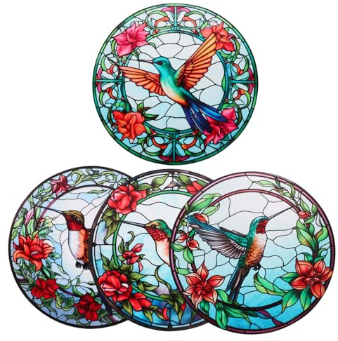 Cabilock Autocollants Décoratifs et Protection Chocs pour Fenêtres Anti-collision en Pvc 4 Feuilles Faciles à Enlever Motifs D'oiseaux pour Décoration de Chambre