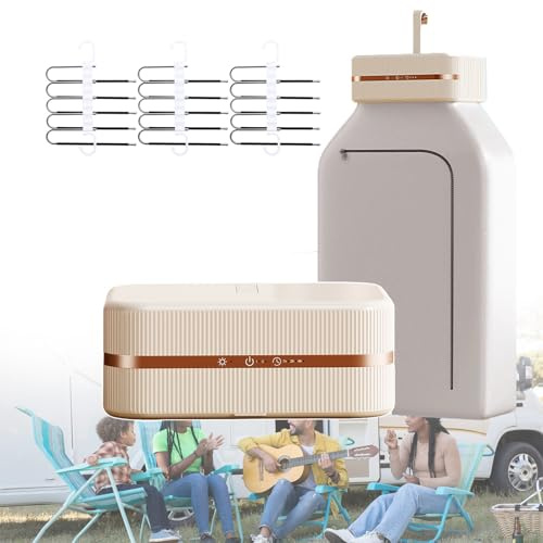 ITETONE Mini Secadora de Ropa Plegable de 600 W, Plancha de Vapor Vertical, Secadora eléctrica con Pantalla táctil, vaporizador de Ropa Colgante a Temperatura Constante (con Perchero de 5 Capas)