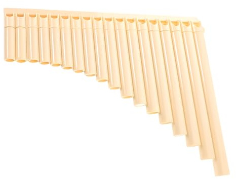 BAZEITFLOW 18-pipe Plastic Pan Flute Musical Instrument for Boys and Girls Beginner Learning, Portable School Wind Instrument in Light Beige for Practice and Education