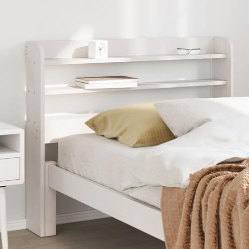 Refined Cabecero de Cama con estantes Madera Maciza Pino Blanco 90 cm