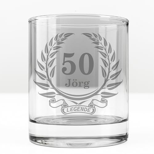 Kiwistar Whiskyglas graviert 0,320l mit Wunschgravur Name 50 Jahre - Tumbler personalisiert als Geschenk zum Geburtstag, Jubiläum, Vatertag oder Vereinsfest - Individuell und stilvoll