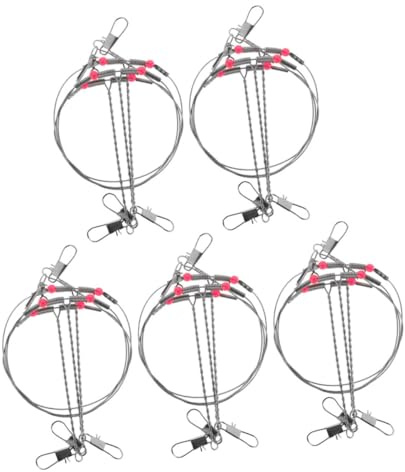STOBAZA Fishing Wire Leaders for Experienced Anglers and Beginners Easy to Assemble 5pcs Stainless Steel Saltwater Fishing Rig with Swivels Snap Anti Tangle