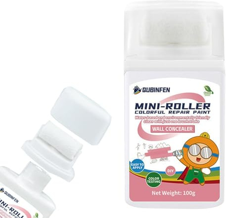 Mini färgrulle | Väggrullborste med färg för touch up – bärbar 2-i-1 väggverktyg, säker, tvättbar för toalett, vardagsrum, badrum, sovrum