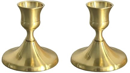 2 Pack Candle Stick Holders, Antique Brass Finish Gold Candle Holders for Table Centerpiece, Vintage Taper Candlesticks Holder for Wedding Christmas Dining Room Home Decor