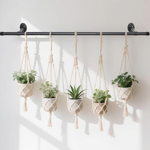 FASTDEPLE Macetas colgantes para plantas de interior, 150 cm para plantas de exterior, colgador de plantas de pared para ventana, techo (macetas no incluidas)