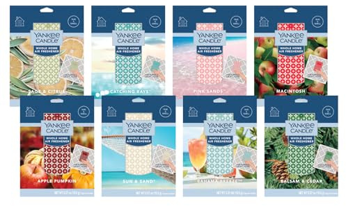 Yankee Candle Whole Home Air Feshener Variety Pack (Macintosh, Pink Sands, Catching Rays, Sun and Sand, Apple Pumpkin, Balsam Cedar, Sage Citrus, & Bahama Breeze) (1ea / Pack of 8)