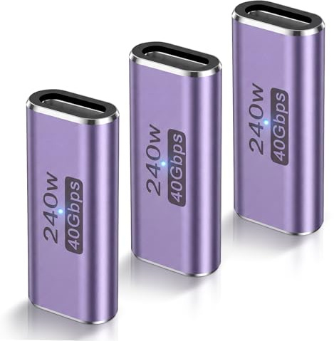 OTraki Coupleur USB C 40Gbps, 3 Pièces 240W Adaptateur USB C Femelle vers Femelle Supporte 8K@60Hz Transmission Vidéo Connecteur Type-C pour MacBook, pour iPad Pro Air, pour iPhone, pour Galaxy