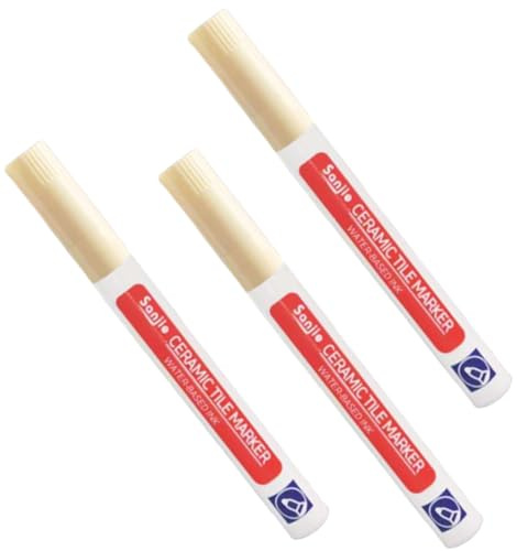 3Pieza Rotulador Juntas Azulejos Beige Lápiz para Juntas Lechada Tile Grout pen con Cabezal de Repuesto Bolígrafo Mortero Lápiz de Restauración para Restaurar para Lechada de Pared Piso Baños y Cocina