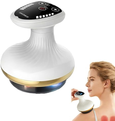 Vacuvia Massage 4-in-1 Massagegerät gegen Cellulite, Vakuum Massagegerät mit Wärmetherapie & LED-Licht, Elektrisches Gua Sha Massagegerät Mit Saugfunktion Für Ganzkörper Anwendung