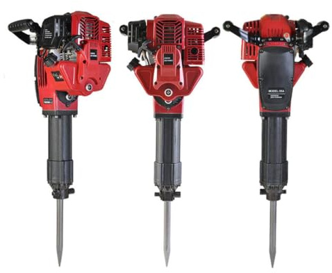 Gas Powered Demolition Jack Hammer Earth Drill with Point and Flat Chisel, Punch Single Cylinder, Gloves, Air Cooling