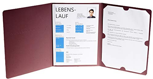 Exacompta 48658B Bewerbungsmappe Elegance (3-teilig mit 1 Klemmschiene, Kapazität, 30 Blatt aus Manila-Leinen-Karton, 400 g, DIN A4, 21 x 29,7 cm) bordeaux