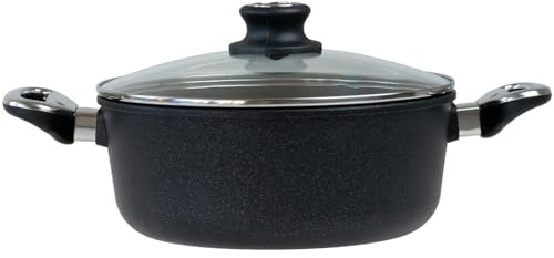 BAF Bratentopf mit Glasdeckel 24 cm Induktion & 3,4 L Volumen - Aluguss Schmortopf mit Antihaftbeschichtung und hohem Rand - für alle Herdarten - Made in Germany