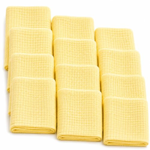DUDU N GIRLIE Musselin-Quadrate für Babys, hochwertig, 100% Baumwolle, 72 x 72 cm, superweich, hergestellt in der EU, Gelb, 12 Stück