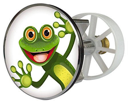 Waschbeckenstöpsel Design Comic Frosch | Abfluss-Stopfen aus Metall | Excenterstopfen | 38 – 40 mm