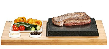 The SteakStones Steak Plate & Sauces Set, an Official SteakStones Hot Stone Cooking Product. A Fun, Interactive Way to Enjoy Steak on The Stone Using Lava as seen on Dragons Den | A highly memorable dining experience, using Lava as seen on Dragons Den.