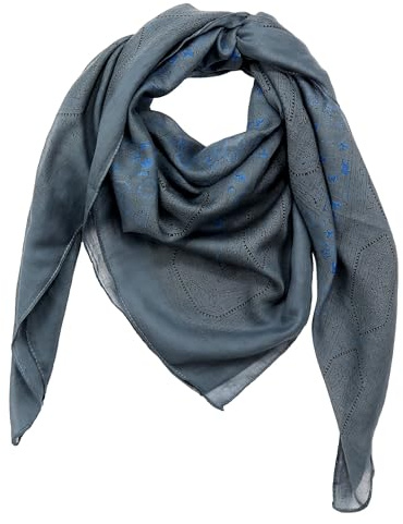 Freak Scene Baumwolltuch Indisches Muster 1 grau schwarz Blumen blau quadratisches Tuch