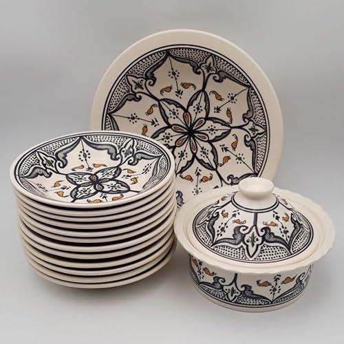 Marokkanischen Couscous Suppenteller Service schwarz – 12 Pers