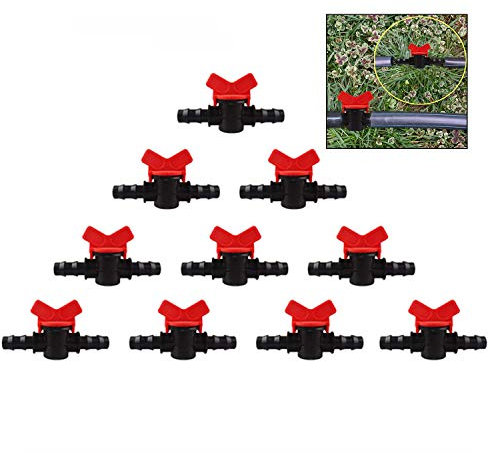 LHKJ 10 Pcs Robinet Plastique Jardin, Conduite d'eau Rapide Connecteur de Valve PE Tube Boule Vannes, Valve Switch Arrosage de Jardin 16mm x 16mm