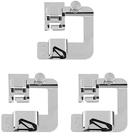 Schmaler Rollsaum,3er Pack Nähmaschine Nähfuß Saum Fuß Kit 4/8 6/8 8/8 Zoll Presser Foot Set Nähfußsäumer-Fuß-Set für Meisten Nähmaschinen mit Niedrigem Schaftadapter