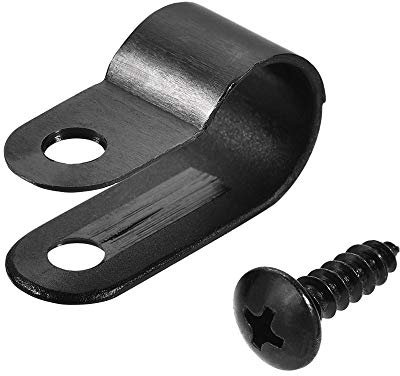 sourcing map 10.4mm Nylon R Type Cable Clip Wire Clamp with Screws Black 50pcs