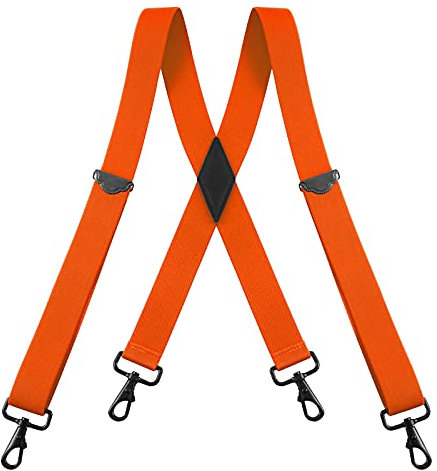 Buyless Fashion Suspenders for Men - 48 Adjustable Straps 1 1/4 - X Back with Black Hooks - 5141-Orange
