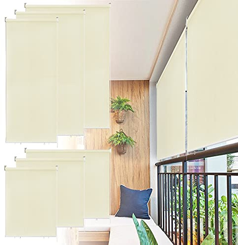 LARS360 Tenda a rullo per esterni, protezione solare verticale, balcone, terrazza, impermeabile, protezione solare, beige, 140 x 240 cm