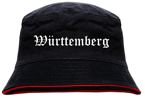 sostex Württemberg Anglerhut - Altdeutsche Schrift - Schwarz-Roter Fischerhut M Schwarz