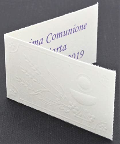 LE GEMME DI VENEZIA Tarjetas de recuerdo de primera comunión con cáliz de relieve con impresión personalizada a colores (120 unidades)