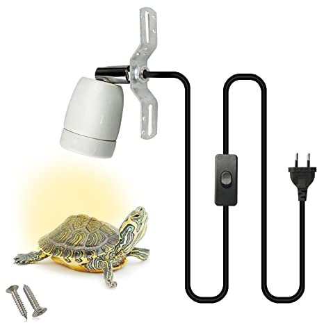 NANEEZOO Reptil Heat - Lampe mit 360°Rotating Keramik Heizung Lampe Schildkröte Heat Spot Lampe mit Kabel und Stecker E27 Porzellan Sockel für Aquarium -Schildkröte, Schlangen, Echsen UV Licht