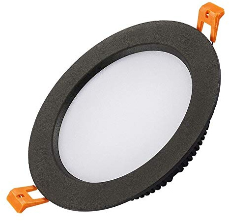 LED Rond Encastré Au Plafond Plat Panneau Downlight Aluminium Acrylique Panneau Luminaires Ultra Mince Lampe Plafond Spot Abat-jour Noir Économie D'énergie Lumière Blanche 6000K pour La Maison