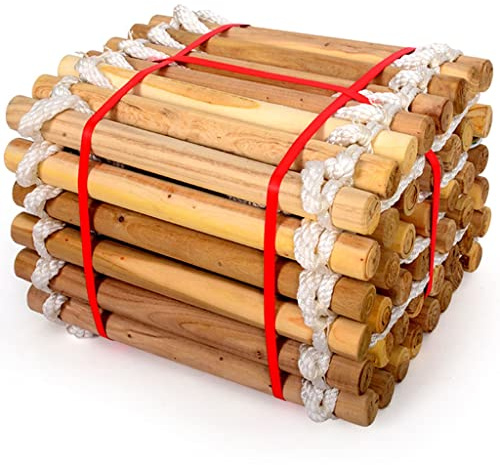 Feuerfeste Rettungsleiter Rettungsleiter 2 Stockwerke Brandschutz-Strickleiter Für Balkon, rutschfeste Notleiter Aus Holz, Evakuierungsleiter Mit Haken, Traglast 450kg (Color : A, S : 15M/49.2FT)