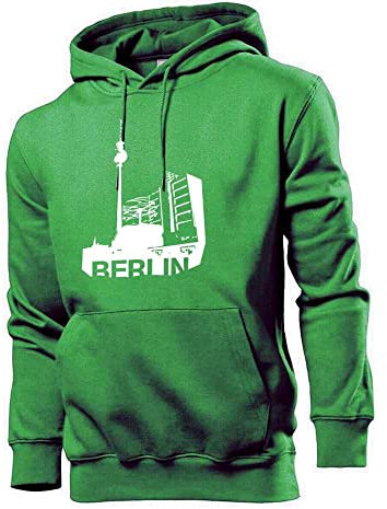 Generisch Alexanderplatz in Berlin Männer Hoodie Sweatshirt Grün XL